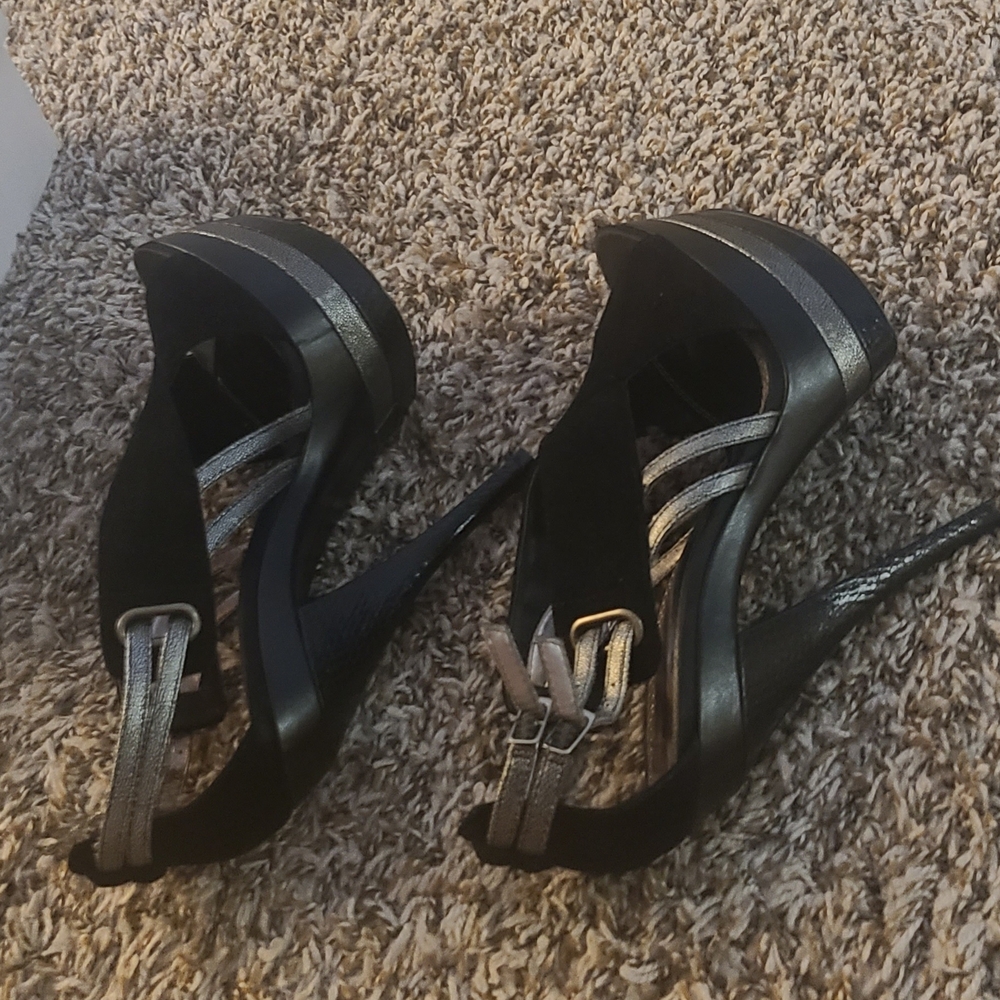 Bakers Size 6 Black And Silver Platform Stileto Y2K Heals - 6 1/2 inch heel - Picture 6 of 11